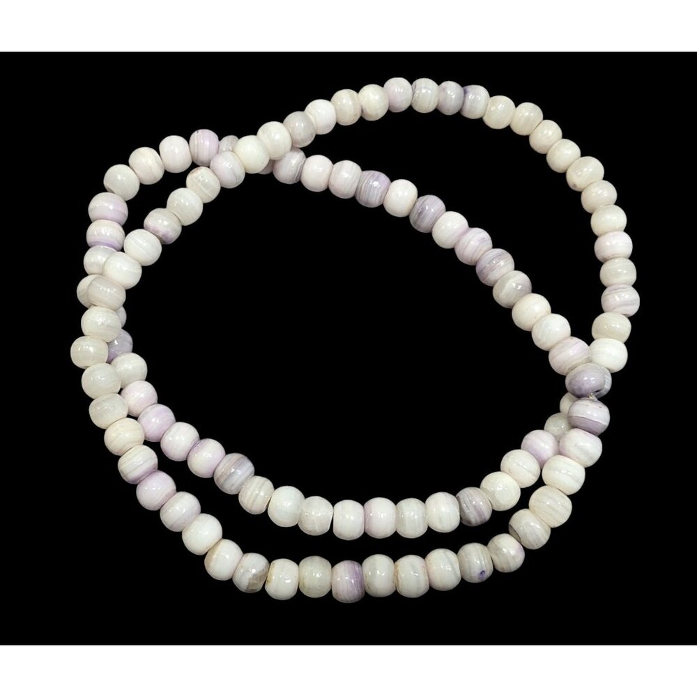 Casual Agate Beaded Necklace White With Purple Banding